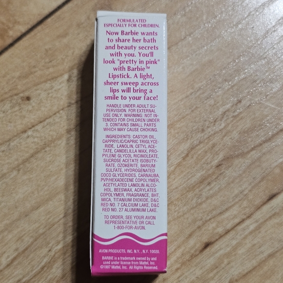 Barbie Lipstick Sheer Pink Girl's Toys Play Makeup VTG Avon 1997 Pretty in Pink - Picture 7 of 8